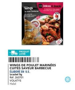 Volatys - Wings De Poulet Marinees Cuites Saveur Barbecue  offre sur Metro