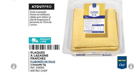 Metro - Plaques À Lasagne Fraîches offre sur Metro