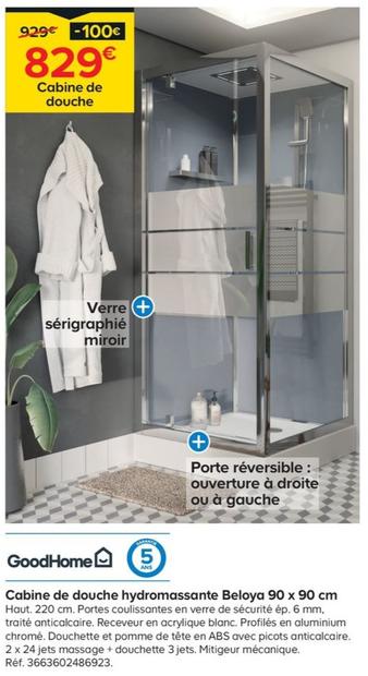 profitez pleinement de votre douche avec la cabine de douche hydromassante beloya 90 x 90 cm de goodhome ! découvrez sa promo exclusive et ses caractéristiques irrésistibles.