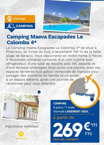 Maeva - Camping Escapades Le Colomba offre à 269€ sur Lidl