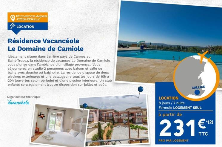 Tous - Residence Vacanceole Le Domaine De  Camiole offre à 231€ sur Lidl