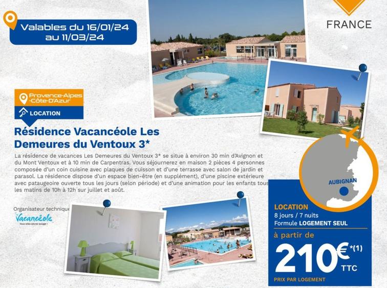 Tous - Residence Vacanceole Les Demeres Du Ventoux  offre à 210€ sur Lidl