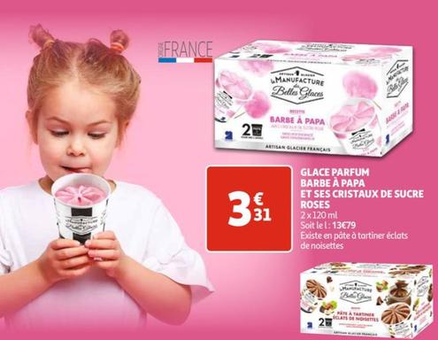 la manufacture des belles glaces - glace parfum barbe à papa et ses cristaux de sucre roses