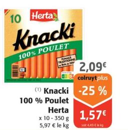 Herta - Knacki 100% Poulet offre à 2,09€ sur Colruyt