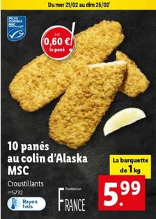 10 Panés Au Colin D'alaska MSC offre à 5,99€ sur Lidl