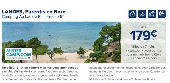 Mister Camp - Landes, Parentis En Born offre à 179€ sur Carrefour