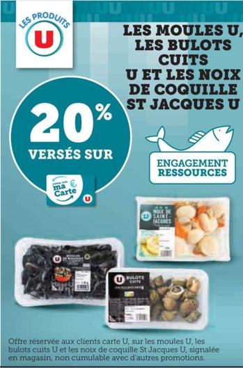 U - Les Moules, Les Bulots Cuits Et Les Noix De Coquille St Jacques  offre sur Super U