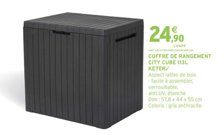 Keter - Coffre De Rangement City Cube 113l  offre à 24,9€ sur Intermarché