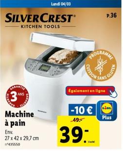 Silvercrest - Machine À Pain offre à 39€ sur Lidl