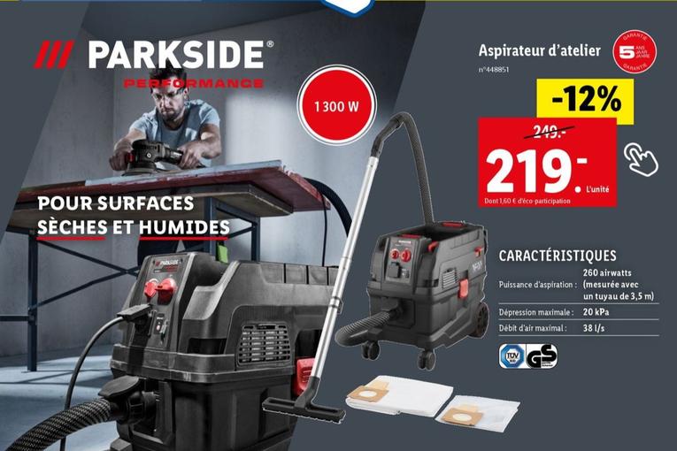 Parkside - Aspirateur D'atelier offre à 219€ sur Lidl
