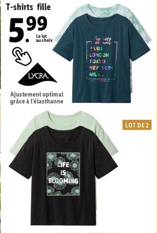T-shirts Fille offre à 5,99€ sur Lidl