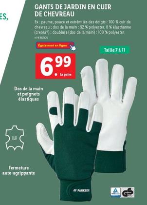 Parkside - Gants De Jardin En Cuir De Chevreau