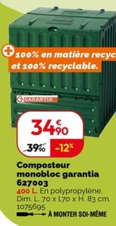 Composteur Monobloc Garantia offre à 34,9€ sur Weldom