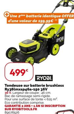 Ryobi - Tondeuse Sur Batterie Brushless Ry36lmxsp46a-150 36v offre à 499€ sur Weldom