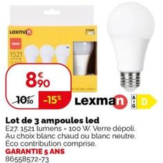 Lexman - Lot De 3 Ampoules Led offre à 8,9€ sur Weldom