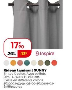 Inspire - Rideau Tamisant Sunny  offre à 17,9€ sur Weldom