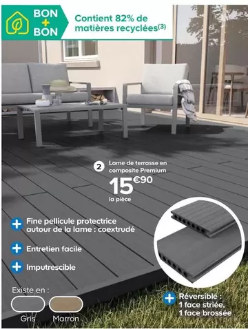 Lame De Terrasse En Composite Premium  offre à 15,9€ sur Castorama