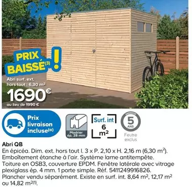 Abri QB offre à 1690€ sur Castorama