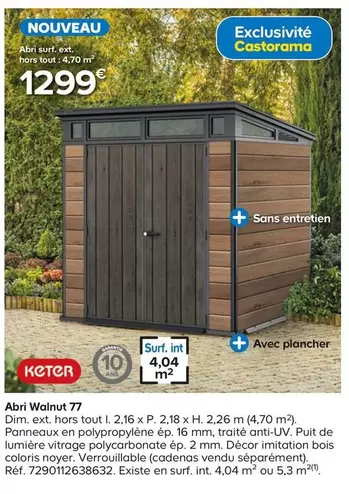 Keter - Abri Walnut 77 offre à 1299€ sur Castorama