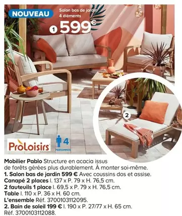 Proloisirs - Salon Bas De Jardin offre à 599€ sur Castorama