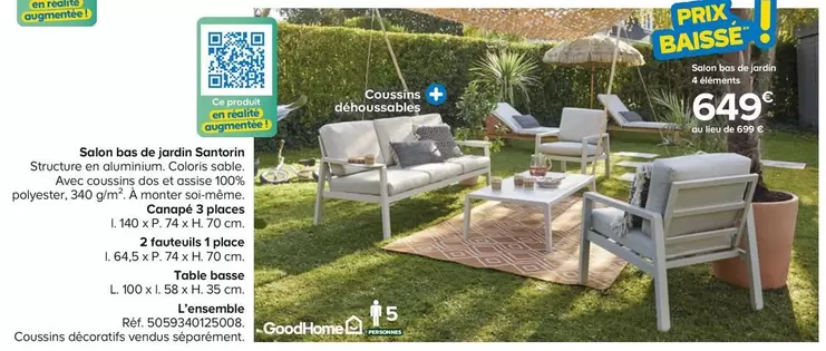 GoodHome - Salon Bas De Jardin Santorin offre à 649€ sur Castorama