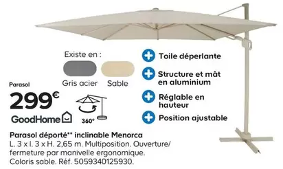 Goodhome - Parasol Déporté Inclinable Menorca offre à 299€ sur Castorama