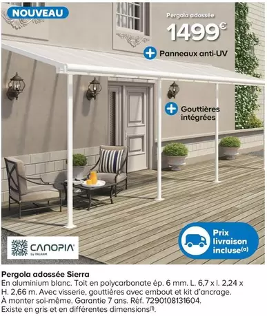 Canopia - Pergola Adossée Sierra offre à 1499€ sur Castorama