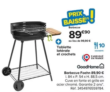 GoodHome - Barbecue Foehn offre à 89,9€ sur Castorama