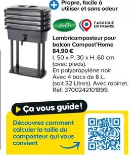 Belli - Lombricomposteur Pour Balcon Compost'Home  offre à 84,9€ sur Castorama