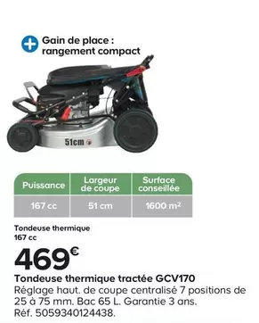  Tondeuse Thermique Tractée  GCV170  offre à 469€ sur Castorama