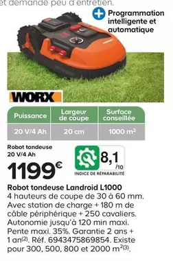  Robot Tondeuse Landroid L1000 offre à 1199€ sur Castorama