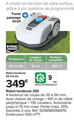 Mac Allister - Robot Tondeuse  offre à 349€ sur Castorama