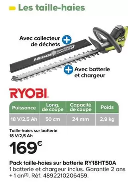 Ryobi -  Pack Taille Haies Sur Batterie offre à 169€ sur Castorama