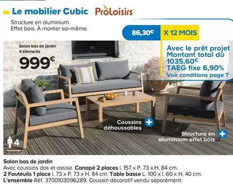 Proloisirs - Salon Bas De Jardin 4 Éléments offre à 999€ sur Castorama