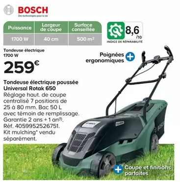 Bosch - Tondeuse Électrique Poussée Universal Rotak  offre à 259€ sur Castorama