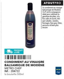 Metro - Chef Condiment Au Vinaigre Balsamique De Modène offre sur Metro