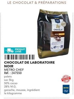 Metro - Chef Chocolat De Laboratoire Noir offre sur Metro