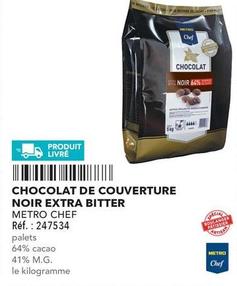 Metro - Chef Chocolat De Couverture Noir Extra Bitter offre sur Metro