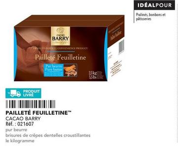 Cacao Barry - Pailleté Feuilletine offre sur Metro