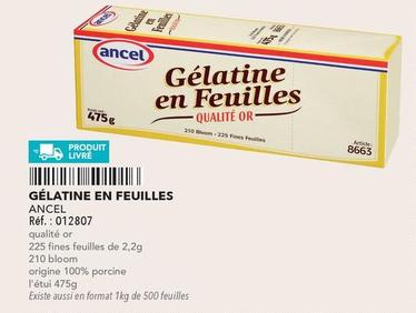 Ancel - Gélatine En Feuilles offre sur Metro