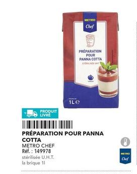 Metro Chef - Préparation Pour Panna Cotta offre sur Metro