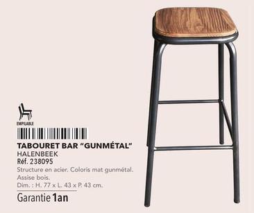 Halenbeek - Tabouret Bar Gunmetal  offre sur Metro