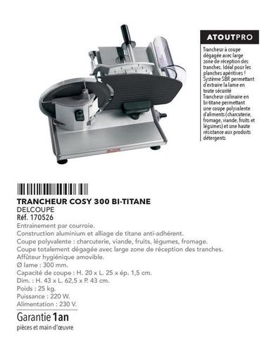 Delcoupe - Trancheur Cosy 300 Bi Titane  offre sur Metro