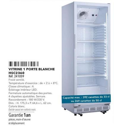 Vitrine 1 Porte Blanche HSC2360 offre à 392€ sur Metro