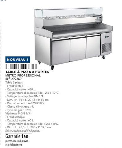 Metro Professional - Table À Pizza 3 Portes offre sur Metro