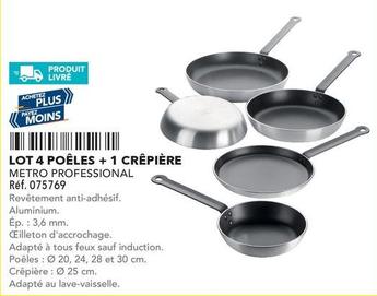 Metro Professional - Lot 4 Poêles + 1 Crêpière  offre sur Metro