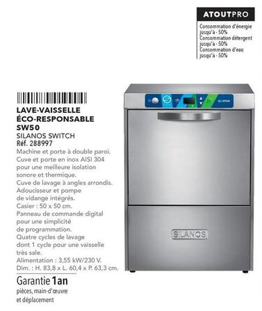 Silanos Switch - Lave Vaisselle Éco Responsable SW50  offre sur Metro