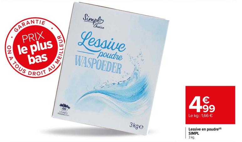 Simpl - Lessive En Poudre offre à 4,99€ sur Carrefour Express