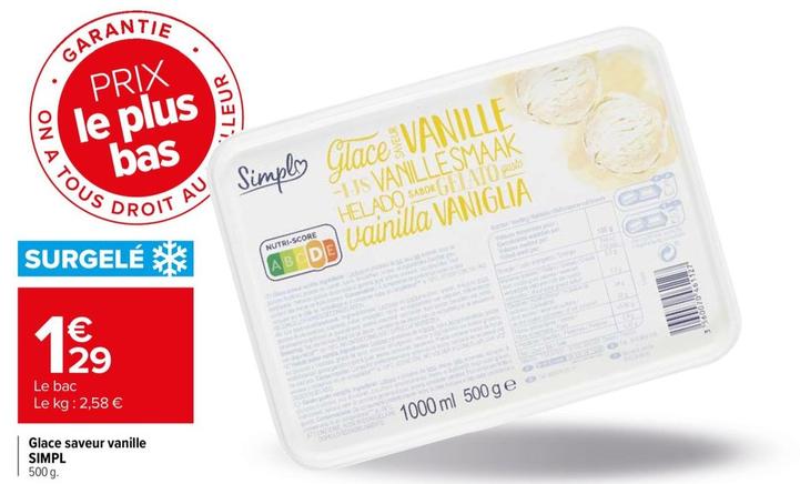 Glace à la vanille offre sur Carrefour Express