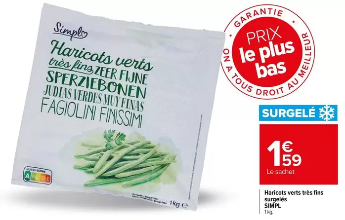 Simpl - Haricots Verts offre à 1,59€ sur Carrefour Express